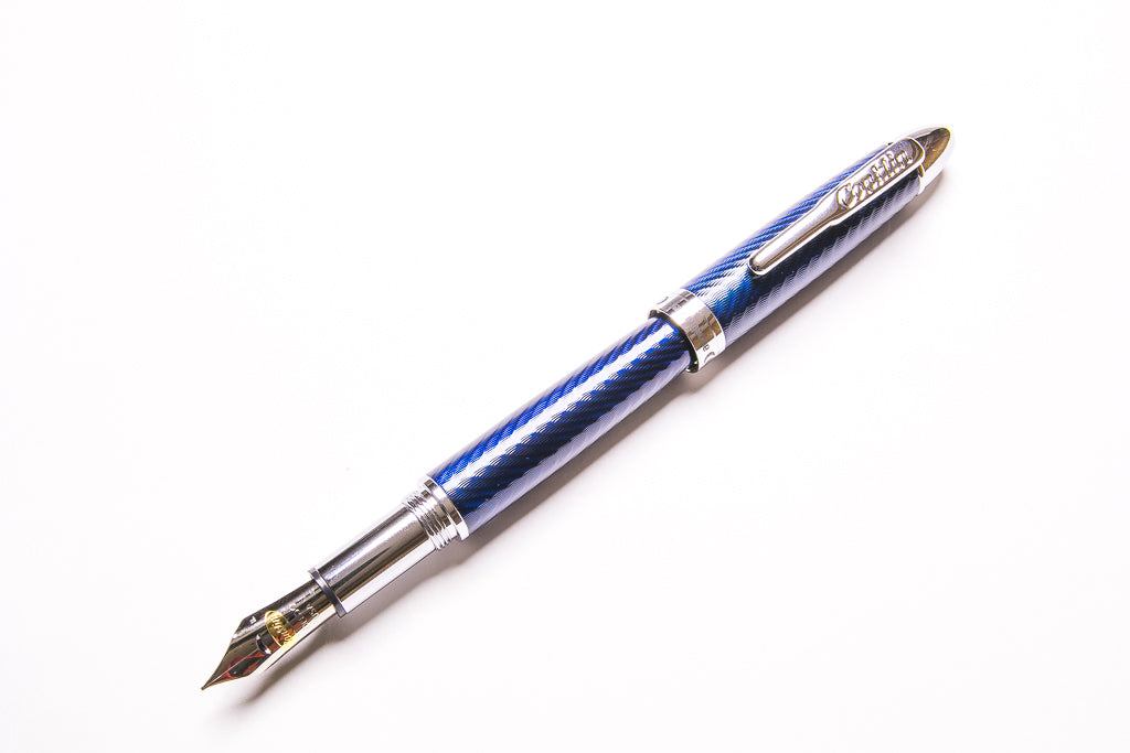 Conklin, Herringbone Fountain Pen, Navy Blue, Posted