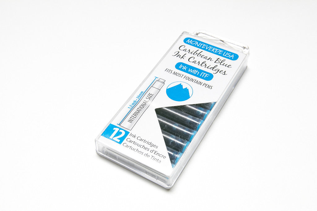 Monteverde, Caribbean Blue, Twelve Ink Cartridges