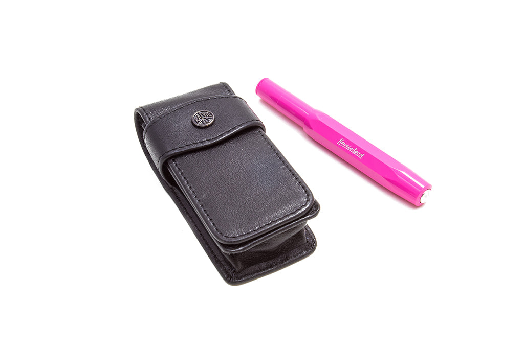 Kaweco Leather Flap Pouch, Sport, Black, Two Pens