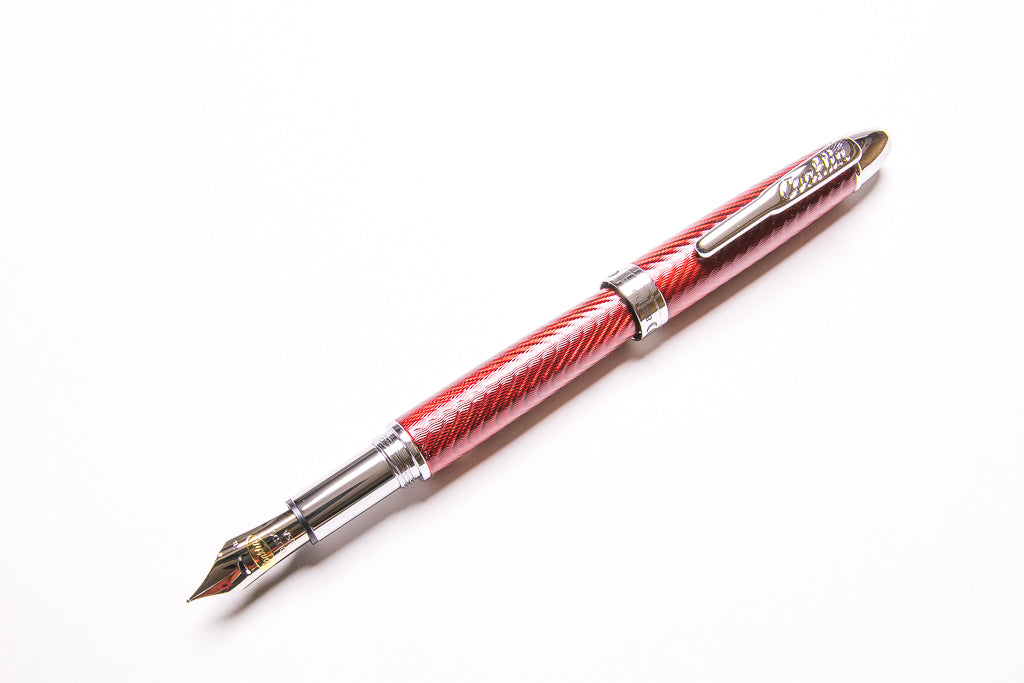 Conklin, Herringbone Fountain Pen, Burgundy, Posted