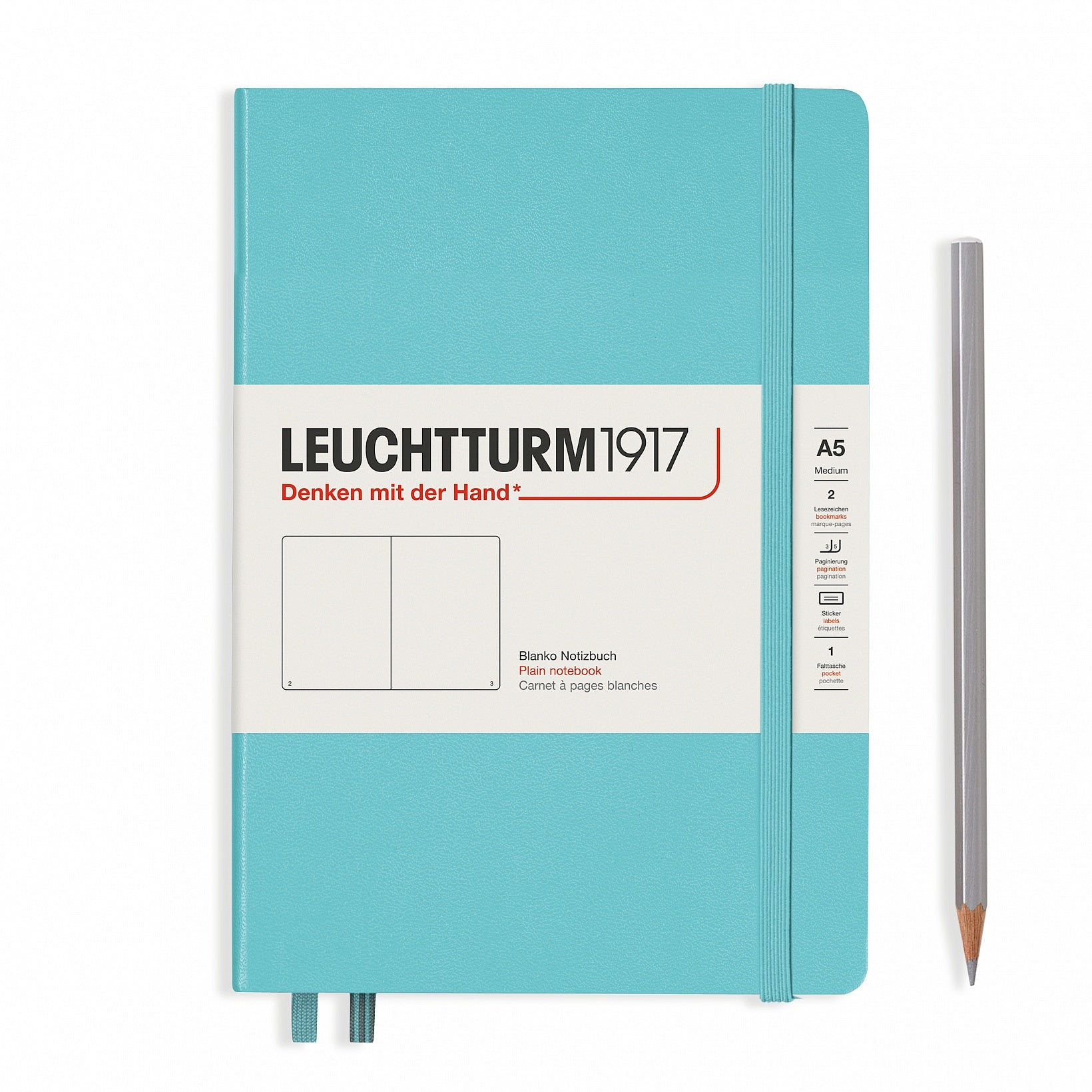 Leuchtturm1917, Hardcover Notebook, A5, 251 Pages, Aquamarine