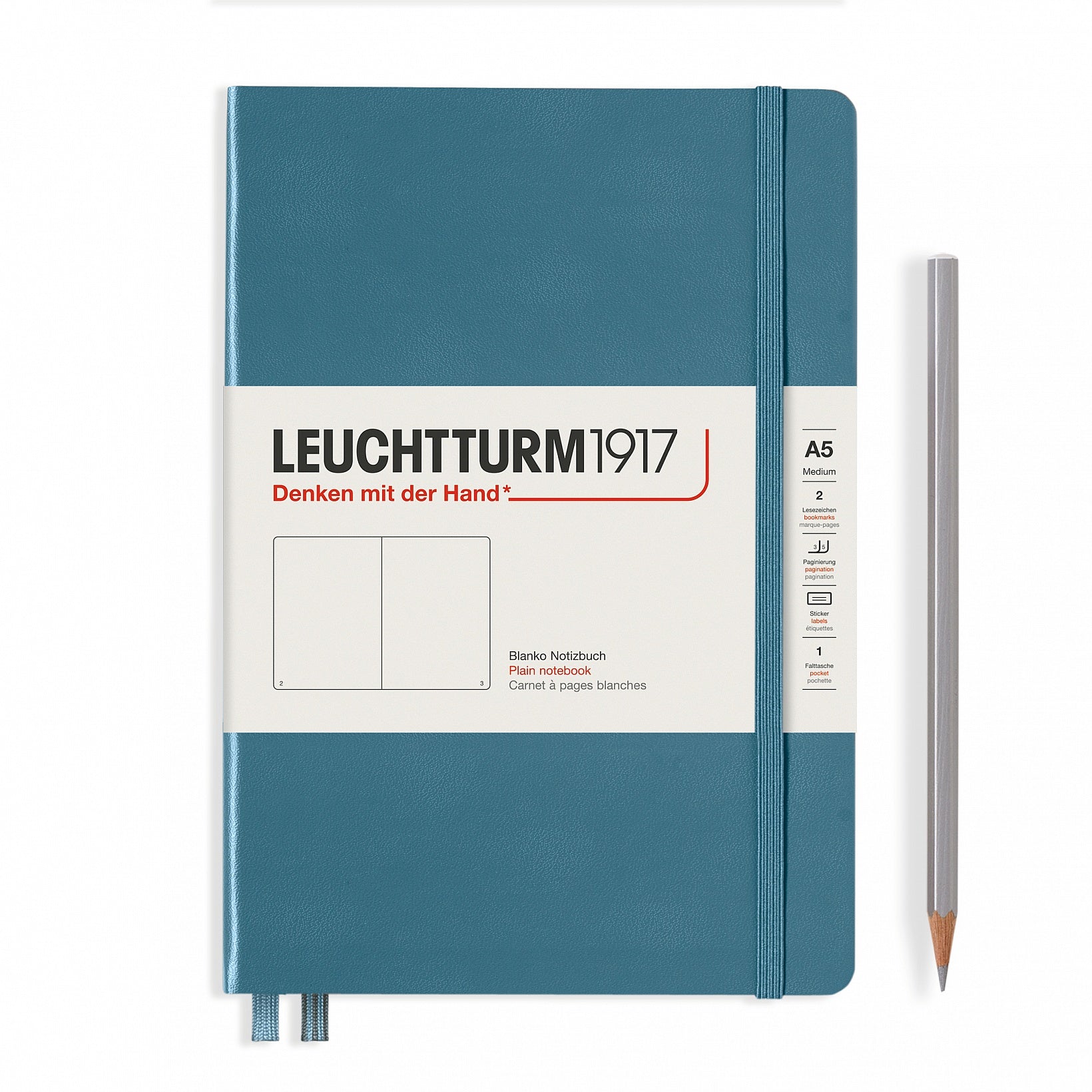 Leuchtturm1917, Hardcover Notebook, A5, 251 Pages, Stone Blue
